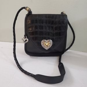 Brighton Black Croc Leather Crossbody bag